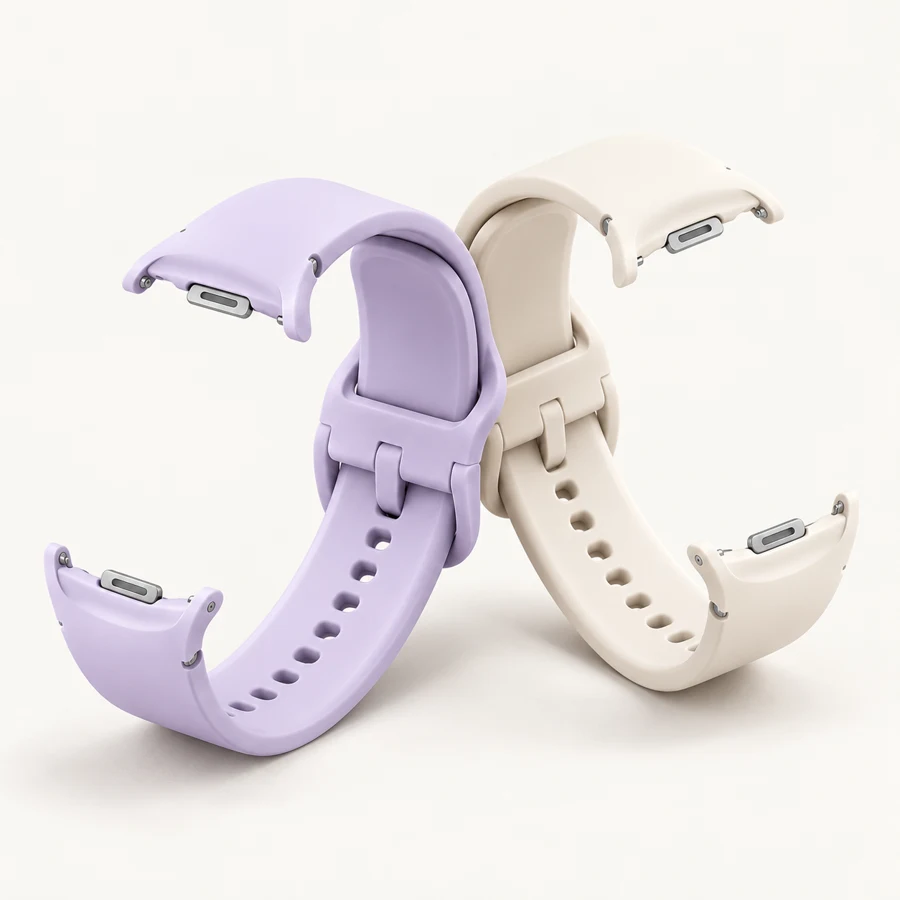 Lavender and cream silicone watch bands
