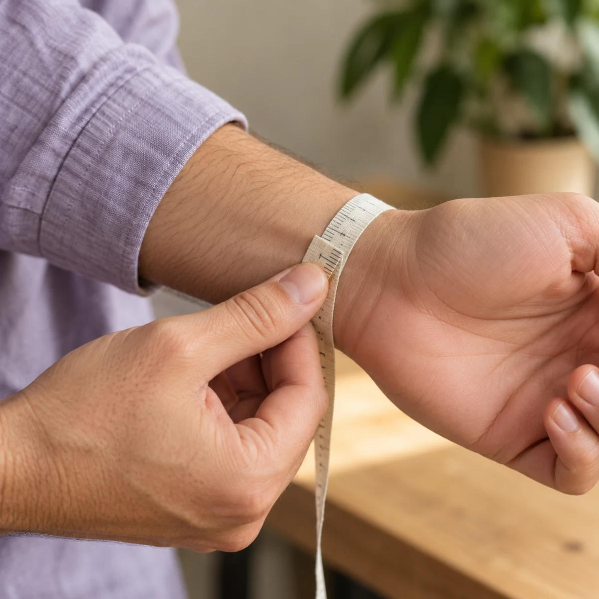 Measuring wrist circumference with a flexible tape