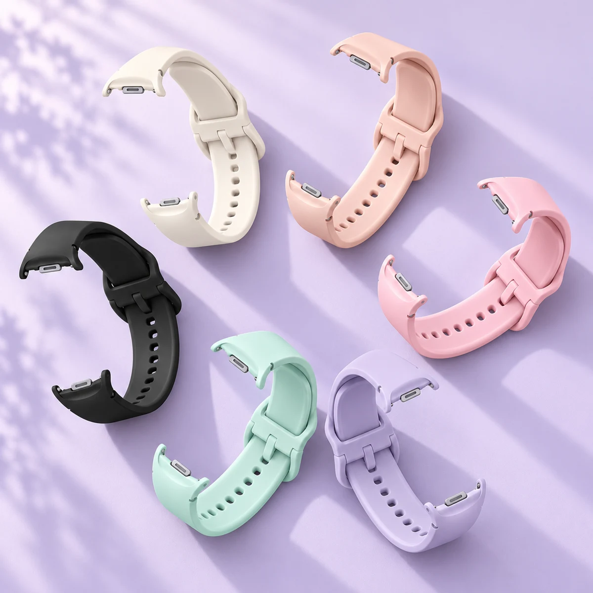BandRain silicone watch bands arranged in a colorful fan